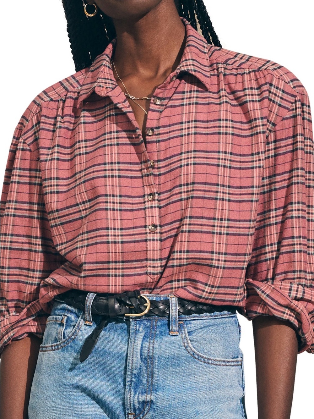 Faherty Rose Plaid Button-Down Shirt